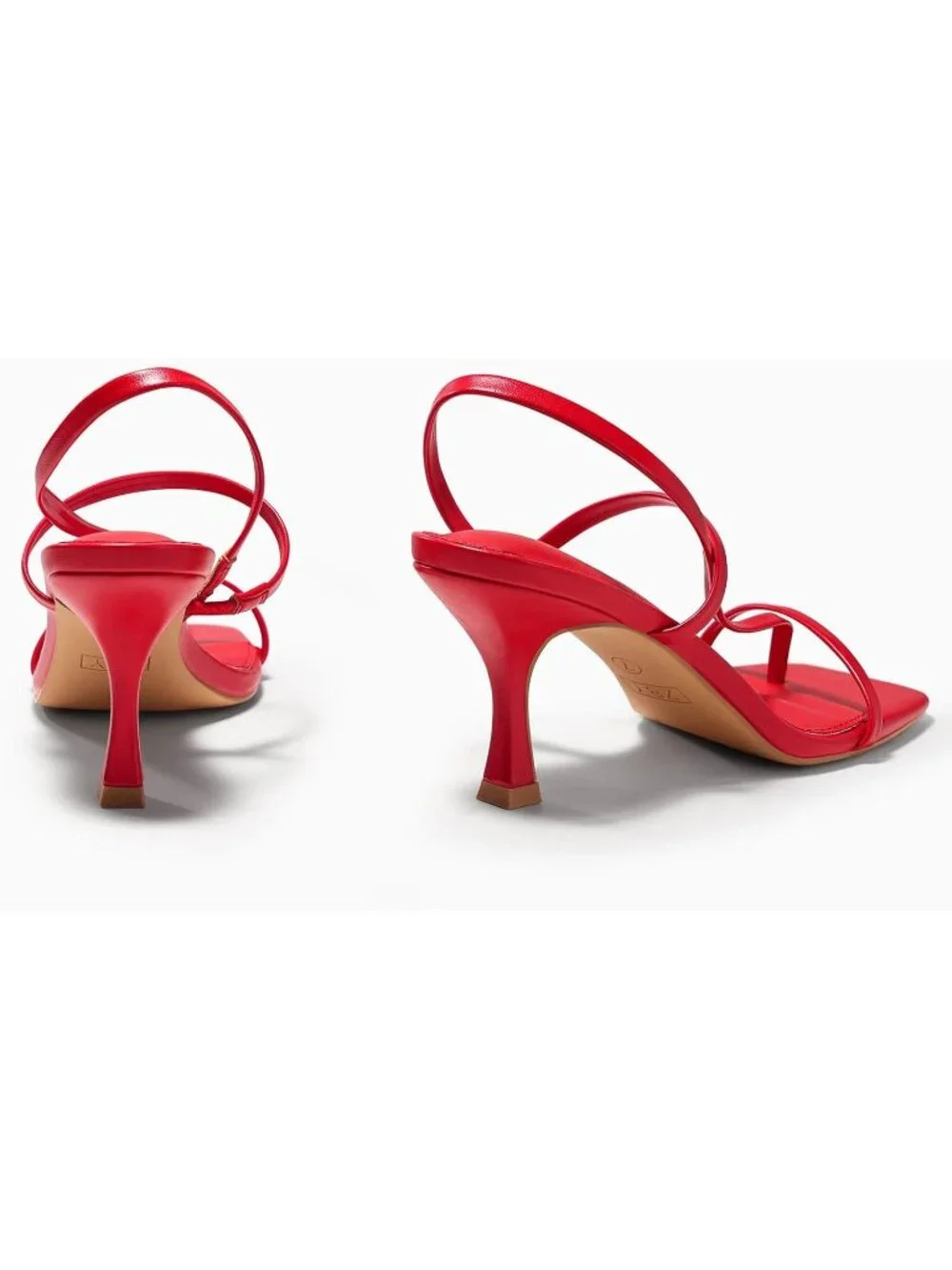 Women's Red Strappy Kitten Heels Sandals Square Open Toe Flip Flops Shoes